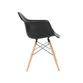 Eames Dining Arm Chair – Black DAW Model with Wooden Legs and Plastic Shell